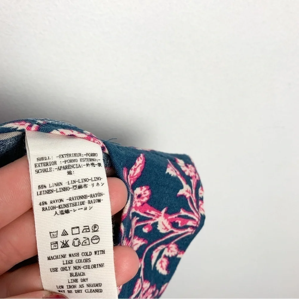 Free People Linen Blend Pink Floral Lightweight Blazer Sz XS - Picture 7 of 7